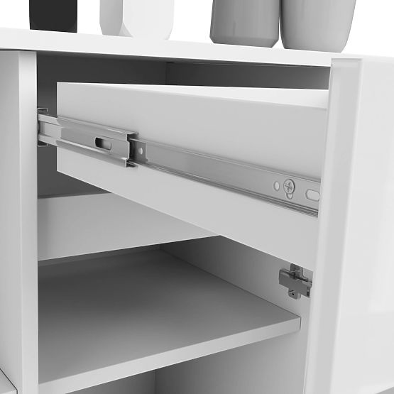 KOMODA B-17 120 cm 1 ZÁSUVKA 1 DVEŘE PK BÍLÁ / BÍLÝ LESK