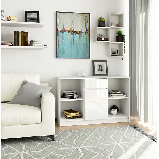 KOMODA B-17 120 cm 1 ZÁSUVKA 1 DVEŘE PK BÍLÁ / BÍLÝ LESK