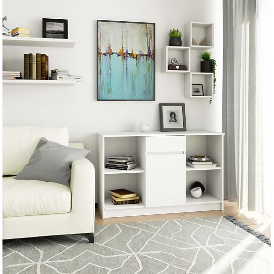 KOMODA B-17 120 cm 1 ZÁSUVKA 1 DVEŘE PK BÍLÁ