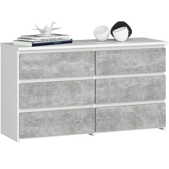 KOMODA CL100 6SZ PK BÍLÁ / BETON