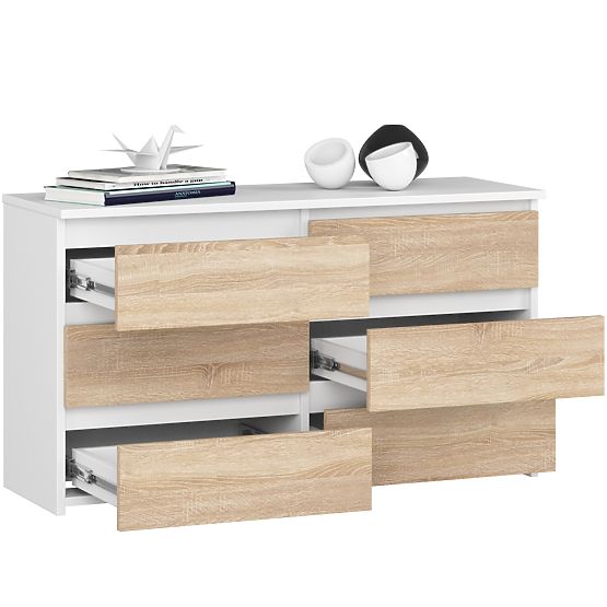 KOMODA CL100 6SZ PK BÍLÁ / DUB SONOMA