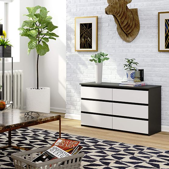 KOMODA CL100 6SZ ŠEDÁ / BÍLÁ