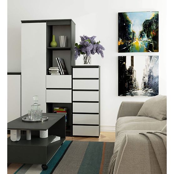 KOMODA CL6 PK GRAFIT ŠEDÁ / BÍLÁ