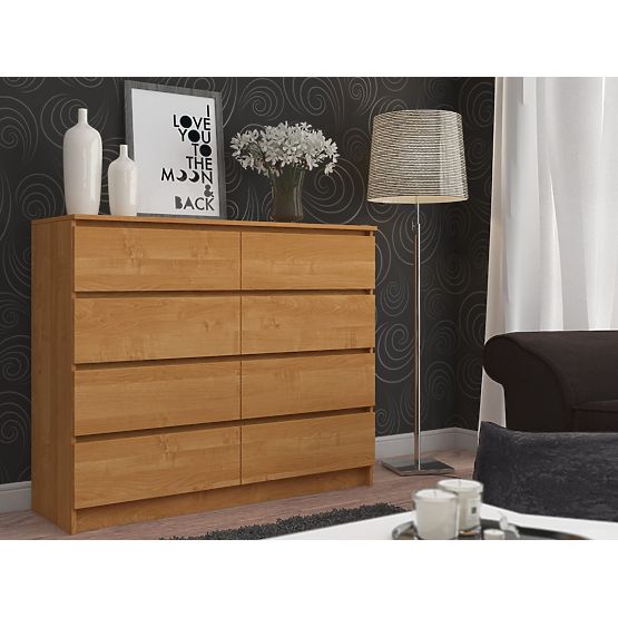 KOMODA K 120 cm 8 ZÁSUVKY PK OLŠE