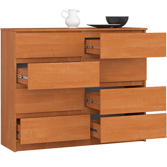 KOMODA K 120 cm 8 ZÁSUVKY PK OLŠE