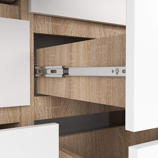 KOMODA K 120 cm 8 ZÁSUVKY PK SONOMA / BÍLÁ