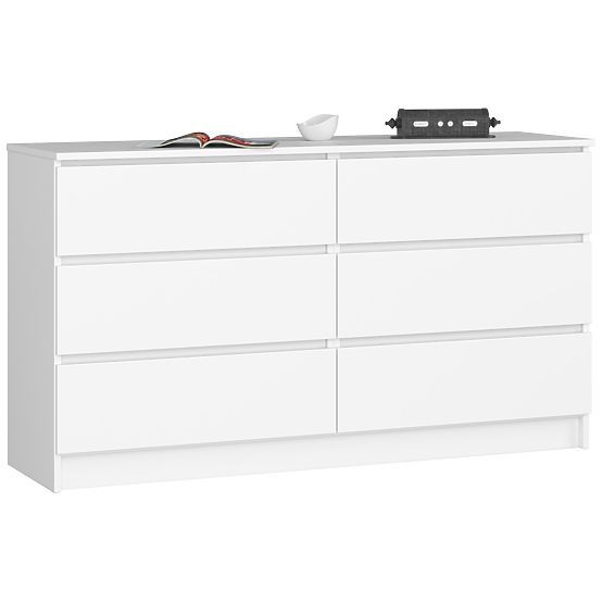 KOMODA K 140 cm 6 ZÁSUVKY PK BÍLÁ