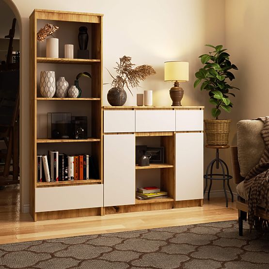 KOMODA K100 2D 3SZ 1P PK DUB ARTISAN / BÍLÁ