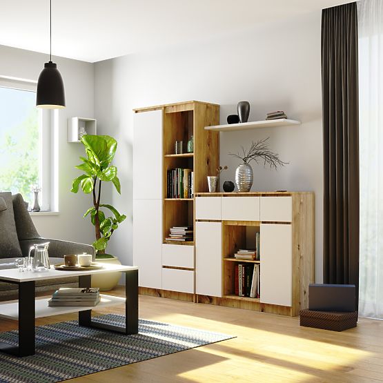 KOMODA K100 2D 3SZ 1P PK DUB ARTISAN / BÍLÁ