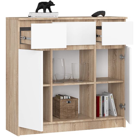 KOMODA K100 2D 3SZ 1P PK DUB SONOMA / BÍLÁ