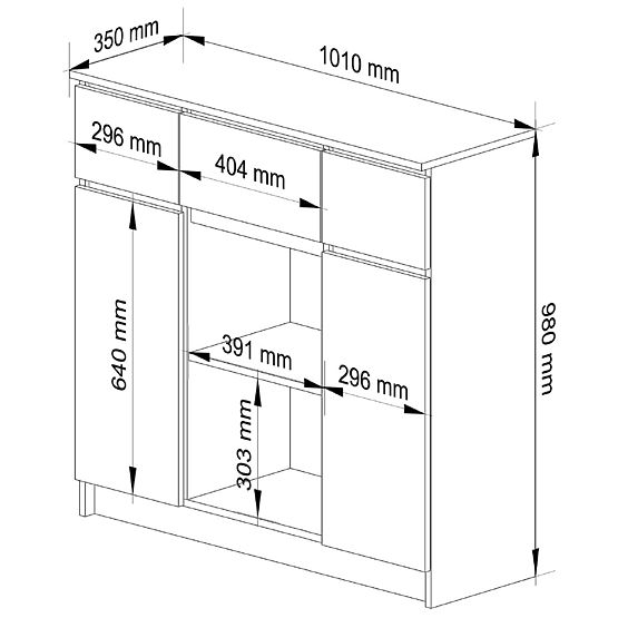 KOMODA K100 2D 3SZ 1P PK DUB SONOMA / BÍLÁ