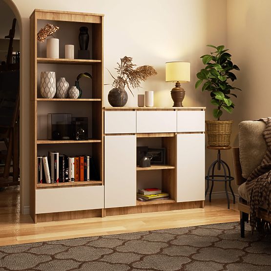 KOMODA K100 2D 3SZ 1P PK DUB SONOMA / BÍLÁ