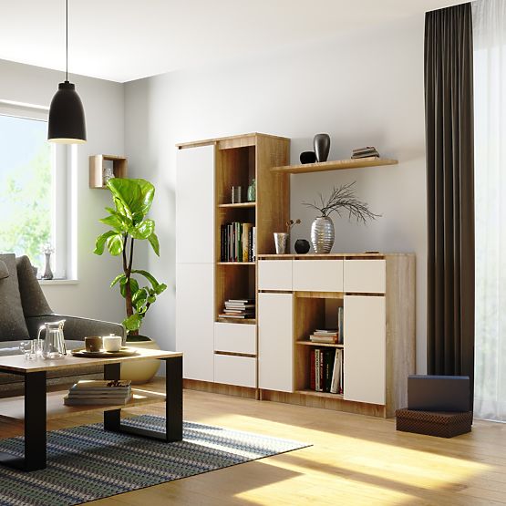 KOMODA K100 2D 3SZ 1P PK DUB SONOMA / BÍLÁ