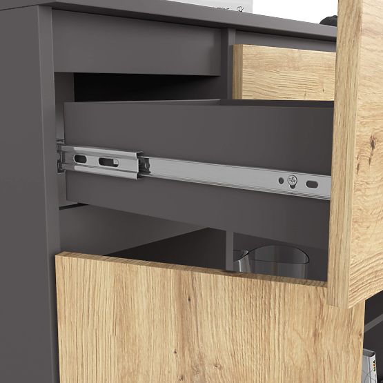 KOMODA K100 2D 3SZ 1P PK GRAFIT ŠEDÁ / DUB ARTISAN