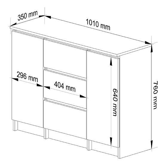 KOMODA K100 2D 3SZ PK DUB SONOMA / BÍLÁ