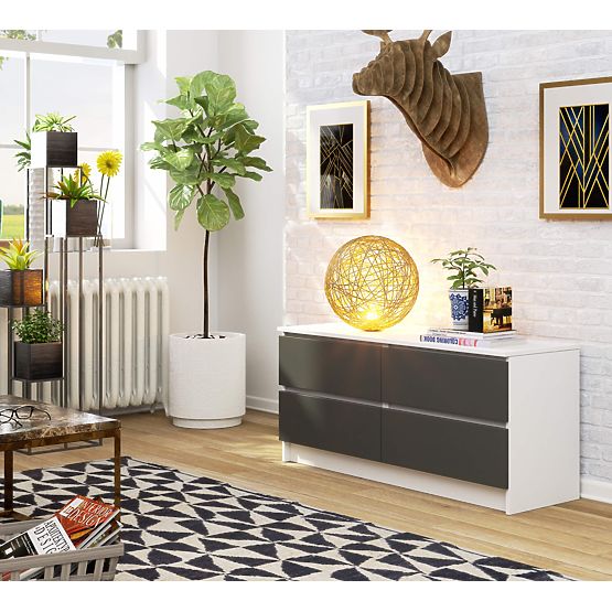 KOMODA K120 4SZ CLP PK BÍLÁ / ŠEDÁ