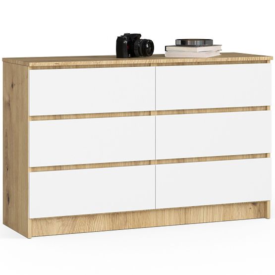 KOMODA K120 6SZ CLP DUB ARTISAN / BÍLÁ