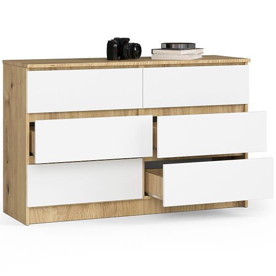 KOMODA K120 6SZ CLP DUB ARTISAN / BÍLÁ