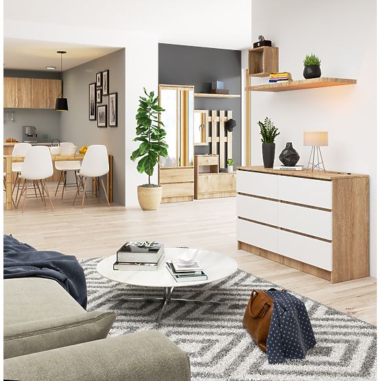 KOMODA K120 6SZ CLP PK DUB SONOMA / BÍLÁ