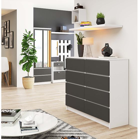 KOMODA K120 8SZ PK BÍLÁ / ŠEDÁ