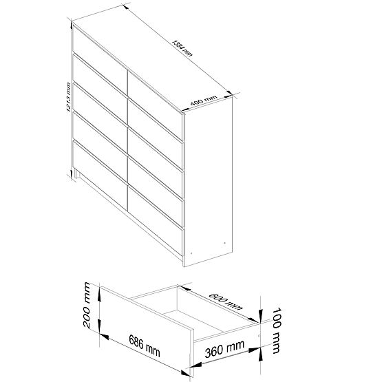 KOMODA K140 10SZ CLP DUB ARTISAN / BÍLÁ