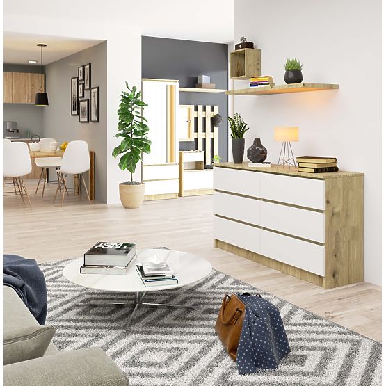 KOMODA K140 6SZ CLP DUB ARTISAN / BÍLÁ