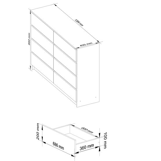 KOMODA K140 8SZ CLP PK BÍLÝ LESK