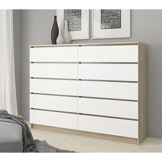 KOMODA K160 10SZ CLP PK DUB SONOMA / BÍLÁ