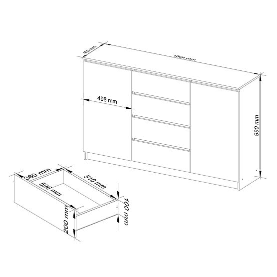 KOMODA K160 2D 4SZ CLP PK ARTISAN / ŠEDÁ