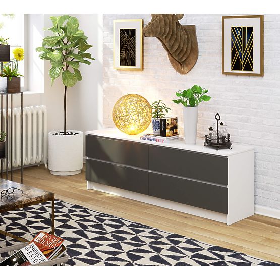 KOMODA K160 4SZ CLP PK BÍLÁ / ŠEDÁ