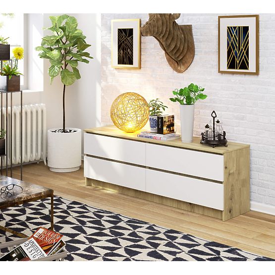 KOMODA K160 4SZ CLP PK DUB ARTISAN / BÍLÁ