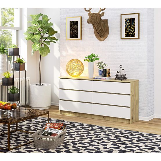 KOMODA K160 6SZ CLP DUB ARTISAN / BÍLÁ