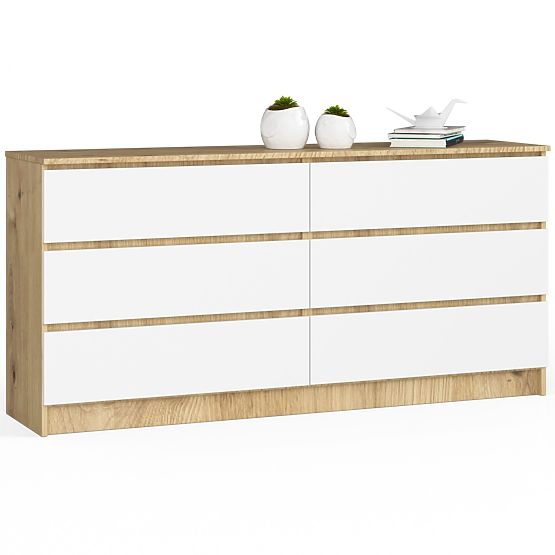 KOMODA K160 6SZ CLP DUB ARTISAN / BÍLÁ