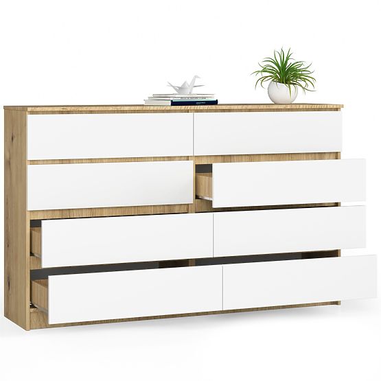 KOMODA K160 8SZ CLP DUB ARTISAN / BÍLÁ