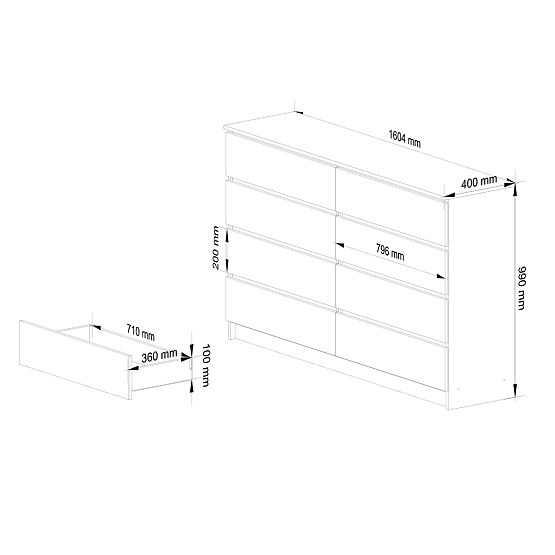 KOMODA K160 8SZ CLP PK DUB SONOMA / BÍLÁ