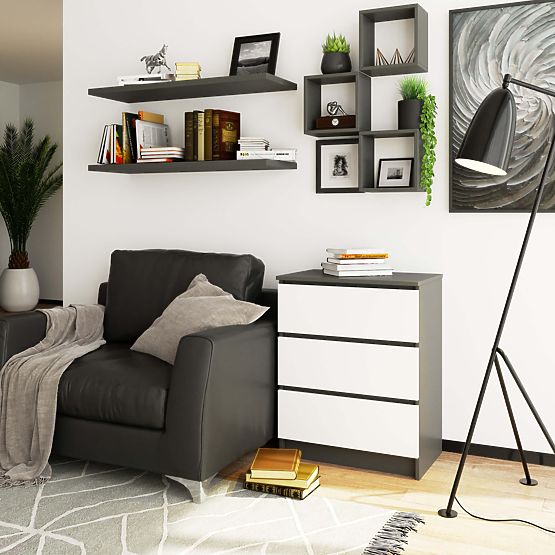 KOMODA K60 3SZ CLP GRAFIT ŠEDÁ / BÍLÁ