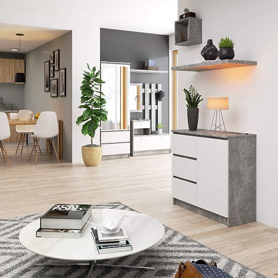 KOMODA K80 JERRY 1D 3SZ PK BETON / BÍLÁ