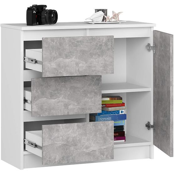 KOMODA K80 JERRY 1D 3SZ PK BÍLÁ / BETON