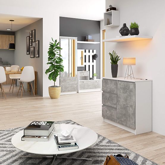 KOMODA K80 JERRY 1D 3SZ PK BÍLÁ / BETON