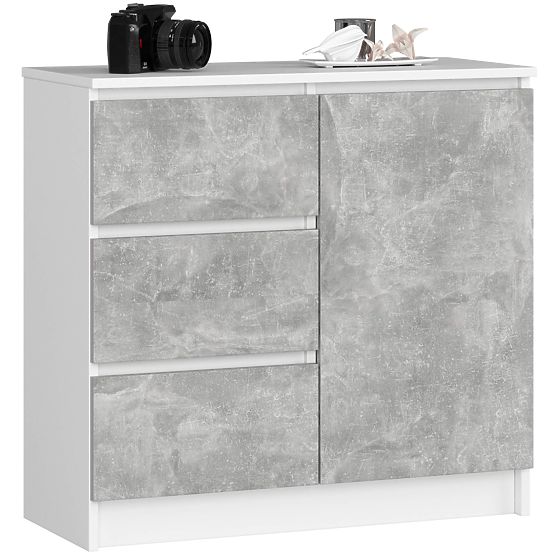KOMODA K80 JERRY 1D 3SZ PK BÍLÁ / BETON