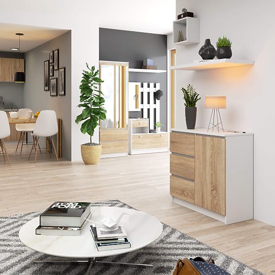 KOMODA K80 JERRY 1D 3SZ PK BÍLÁ / DUB SONOMA