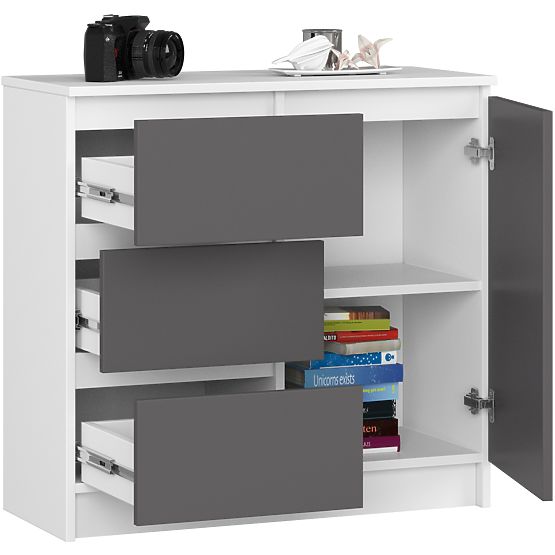 KOMODA K80 JERRY 1D 3SZ PK BÍLÁ / GRAFITOVĚ ŠEDÁ