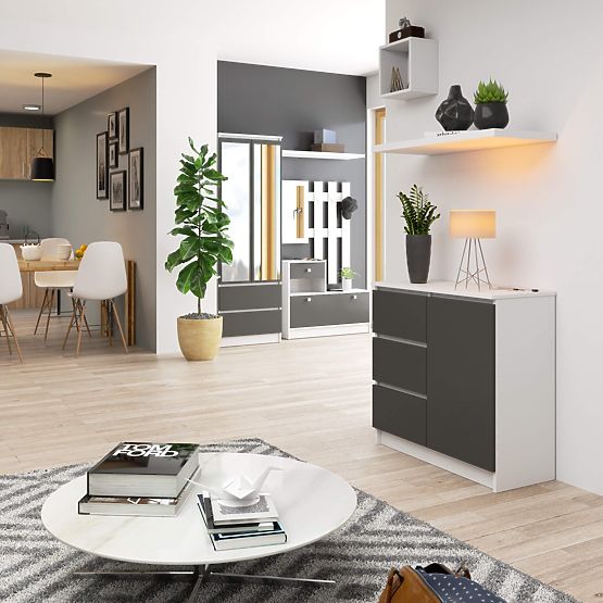 KOMODA K80 JERRY 1D 3SZ PK BÍLÁ / GRAFITOVĚ ŠEDÁ