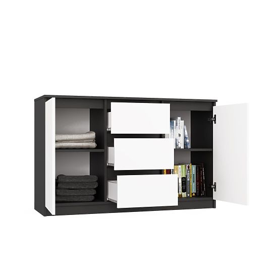 Komoda Malwa 2D3S ANTRACIT BÍLÁ