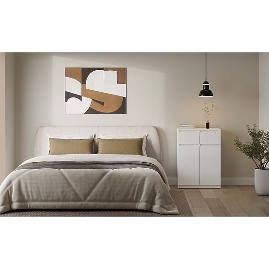 Komoda Malwa 2DD2S Skříňka 2 Dveře 2 Zásuvky Do Obývacího Pokoje BÍLÁ