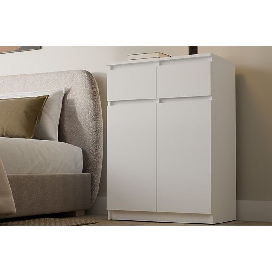 Komoda Malwa 2DD2S Skříňka 2 Dveře 2 Zásuvky Do Obývacího Pokoje BÍLÁ