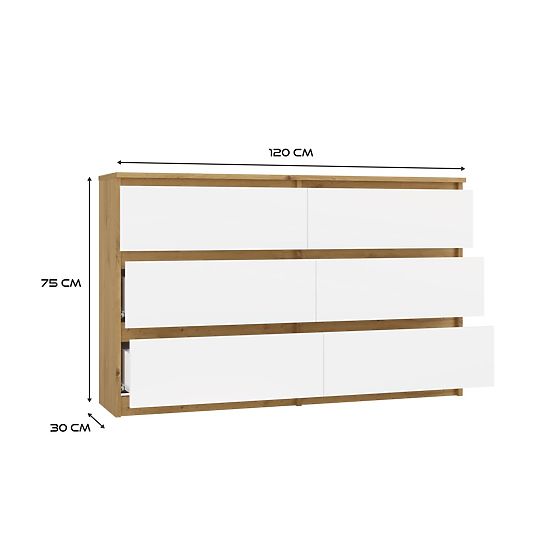 Komoda Malwa M6 120 DUB ARTISAN BÍLÁ