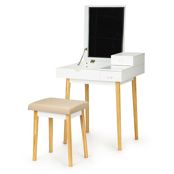 Kosmetický stolek se zrcadlem a stoličkou 