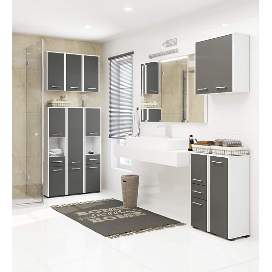 KOUPELNA SKŘÍŇKA FIN SLOUPEK 30 2D 1SZ 85cm PK BÍLÁ / ŠEDÁ