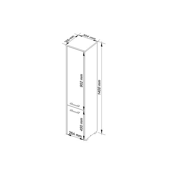 KOUPELNOVÁ SKŘÍŇKA FIN SLOUPEK 30 2D 140cm BÍLÝ LESK
